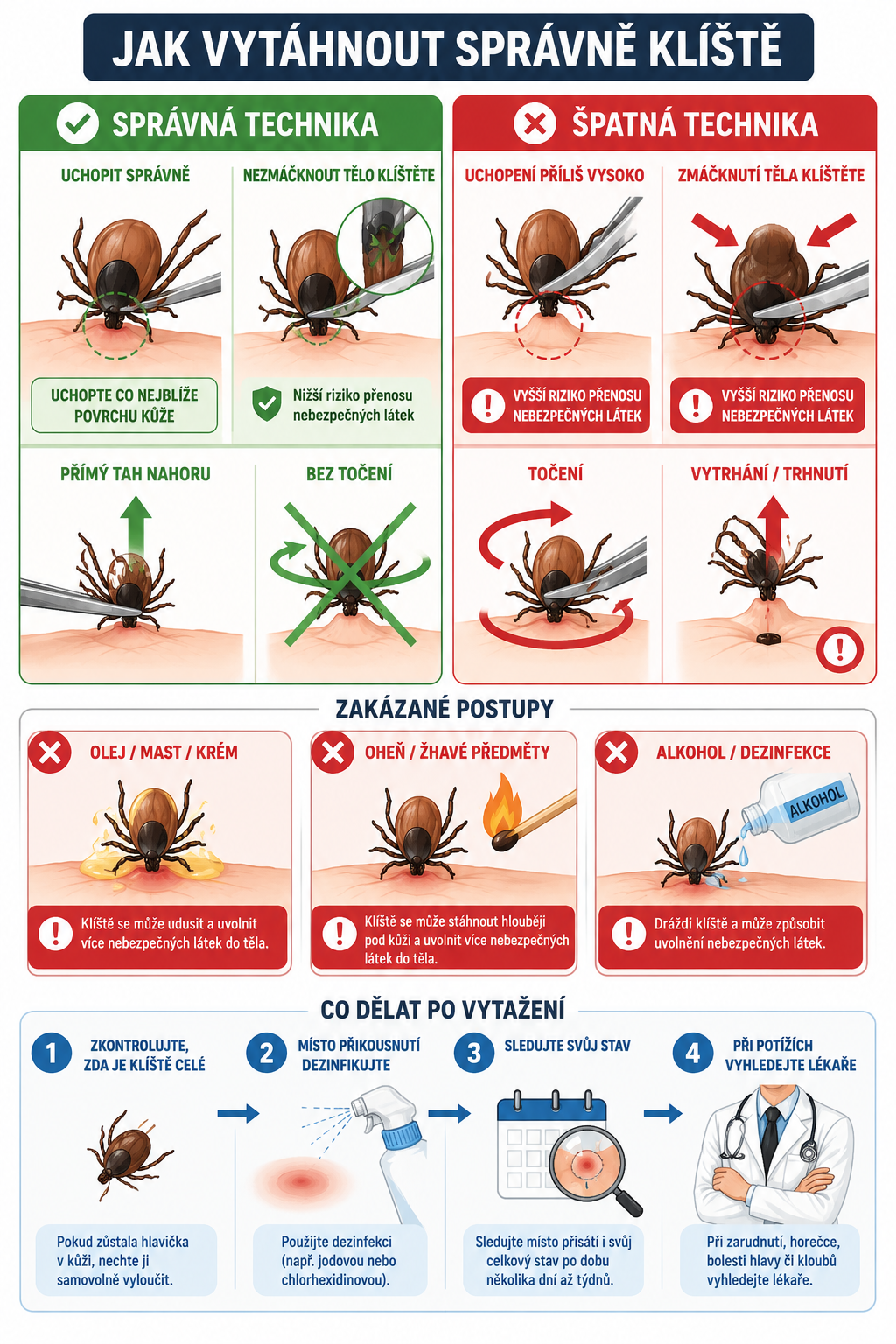 Jak správně vytáhnout klíště - infografika